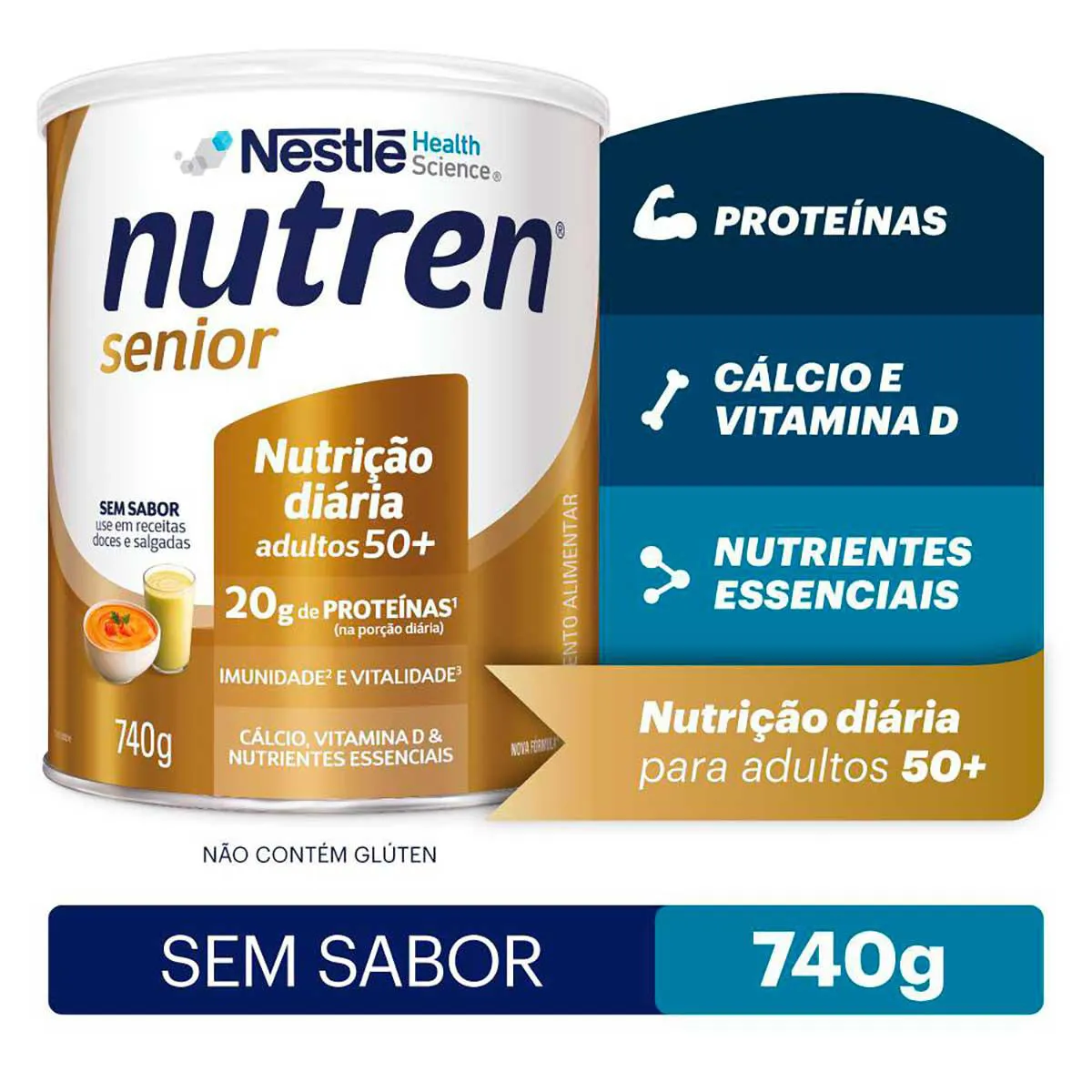 Suplemento Alimentar Nutren Sênior 50+ Sem Sabor 740g