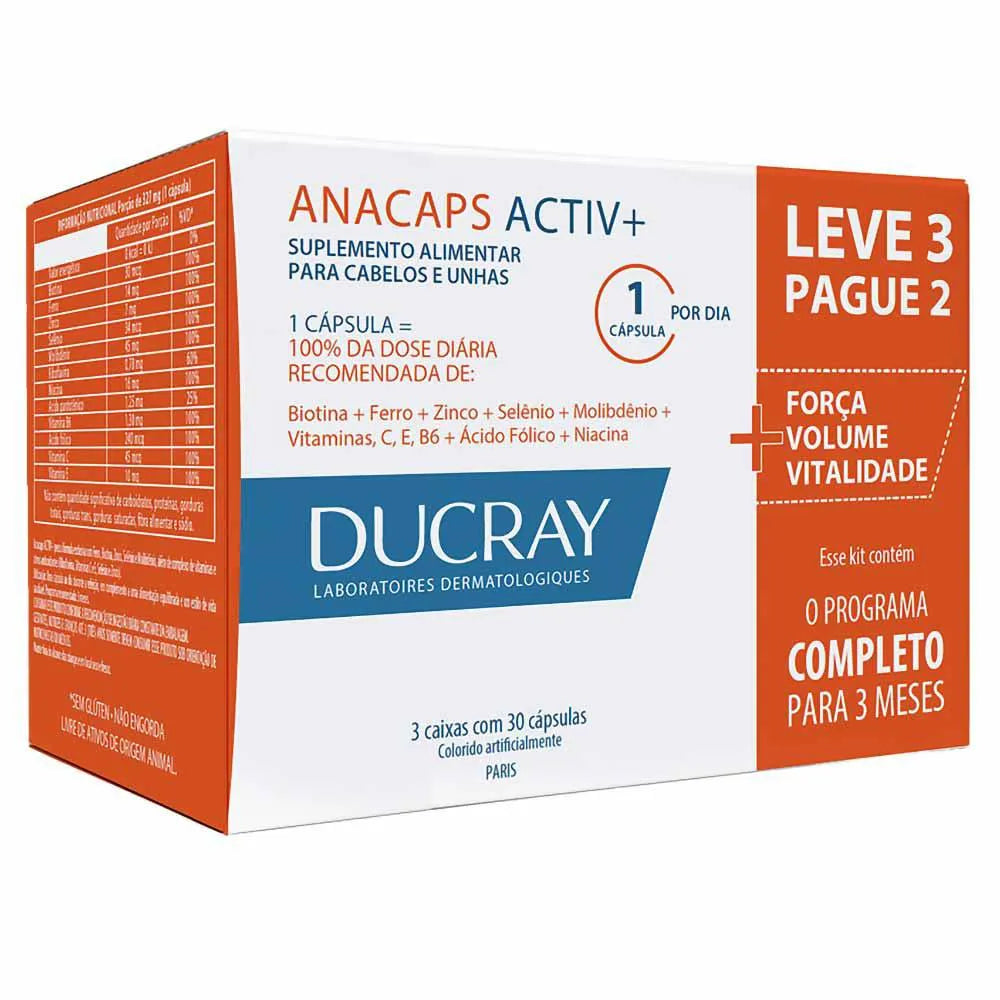 Kit ducray Anacaps Activ Antiqueda 3x30 Cápsulas