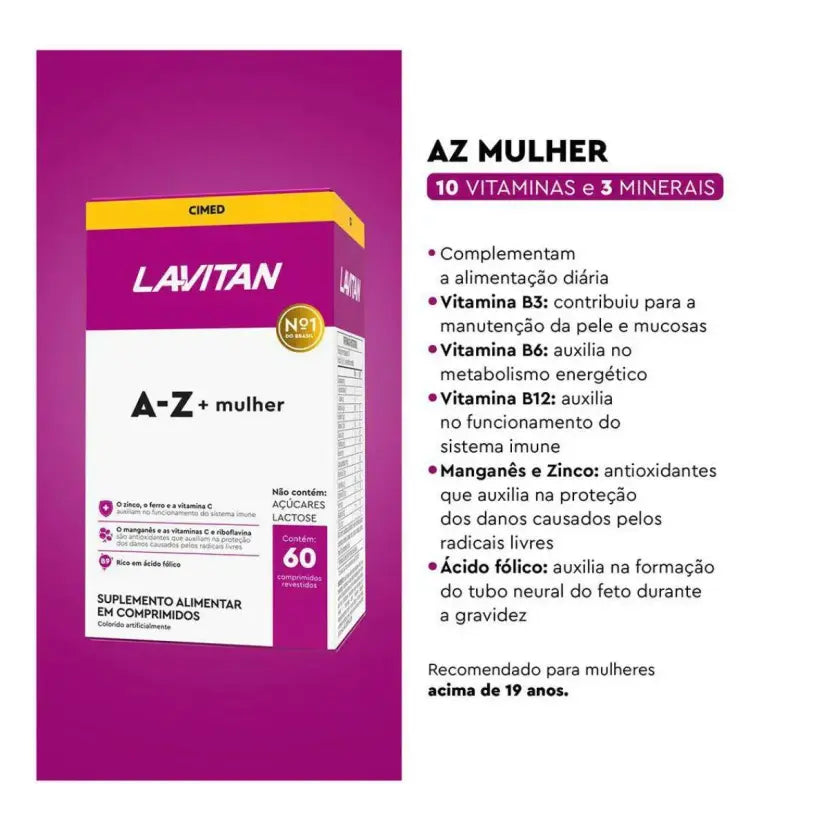 Polivitamínico Lavitan A-Z Mulher C/60 Comprimidos
