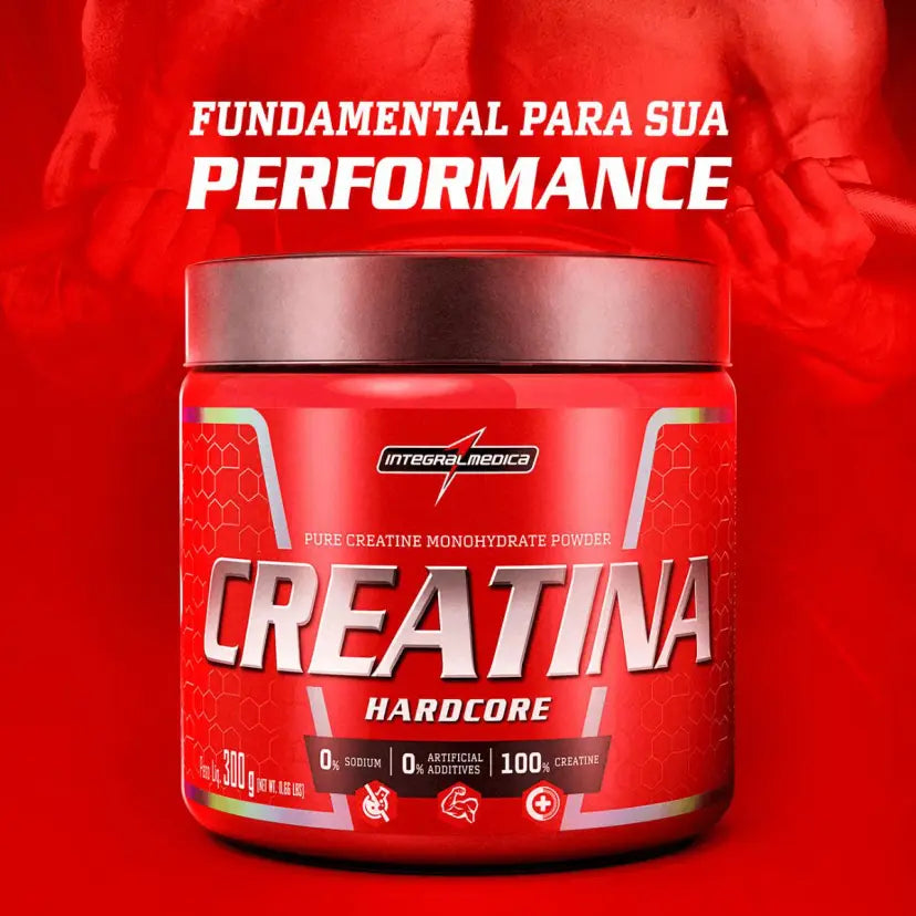 Creatina 100% Pura Hardcore Integralmedica 300G SEM Sabor