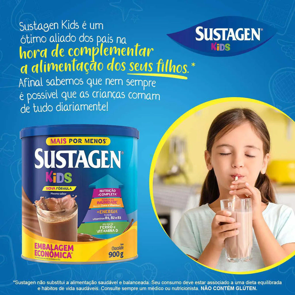 Suplemento Infantil Sustagen Kids a partir de 3 anos Chocolate 900g