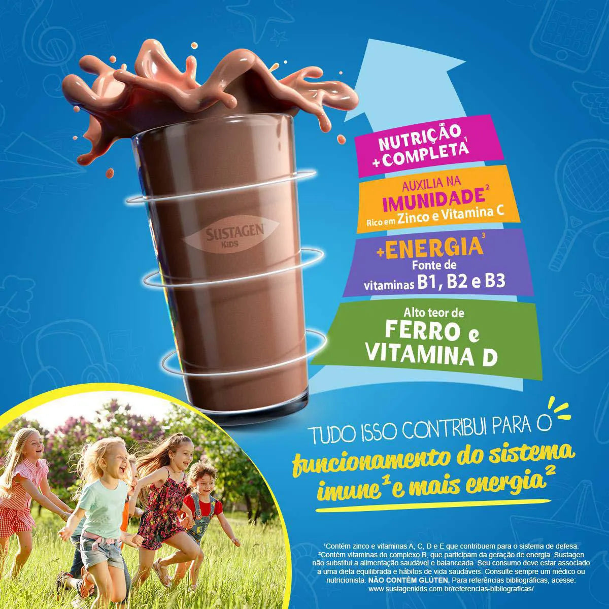 Suplemento Infantil Sustagen Kids a partir de 3 anos Chocolate 900g