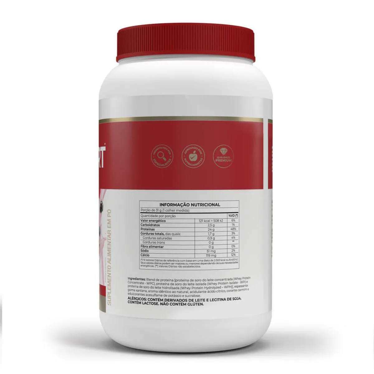 Whey Fort 3w Whey Protein Isolado Concentrado E Hidrolisado Sabor Frutas Vermelhas 900g Vitafor
